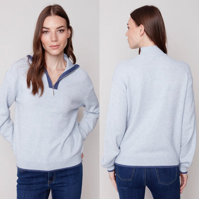 1/4 Zip Contrast Sweater