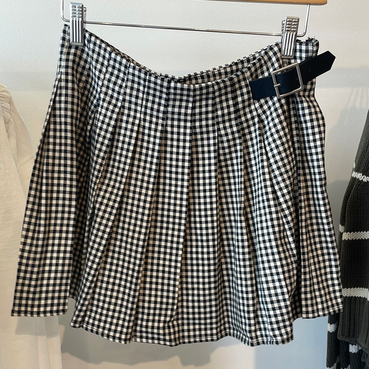 Cath Plisse Check Skirt