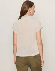 Draped Sleeveless Mock Neck