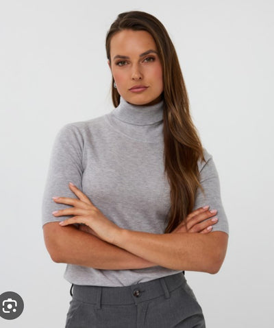 Rib collar sweater
