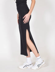 Ribbed Fitted Maxi Skirt