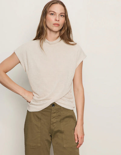 Draped Sleeveless Mock Neck