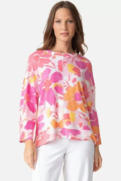 Rib Trim 3/4 Sleeve Boxy Crew