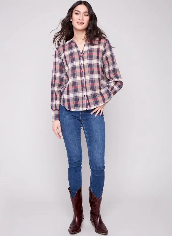 Bubble Plaid Button Up