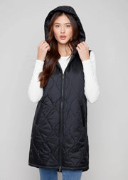 Pearlized Puffer Long Vest