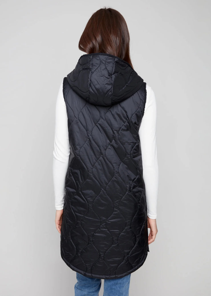 Pearlized Puffer Long Vest
