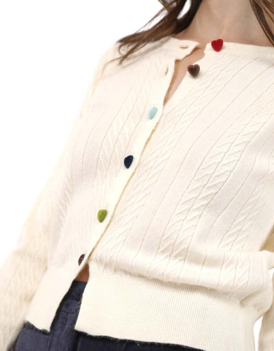 Mochi Heart Button Sweater