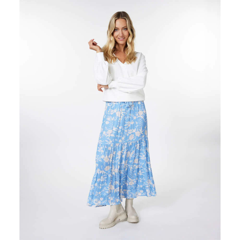 Blue floral maxi skirt bluEnvy Boutique