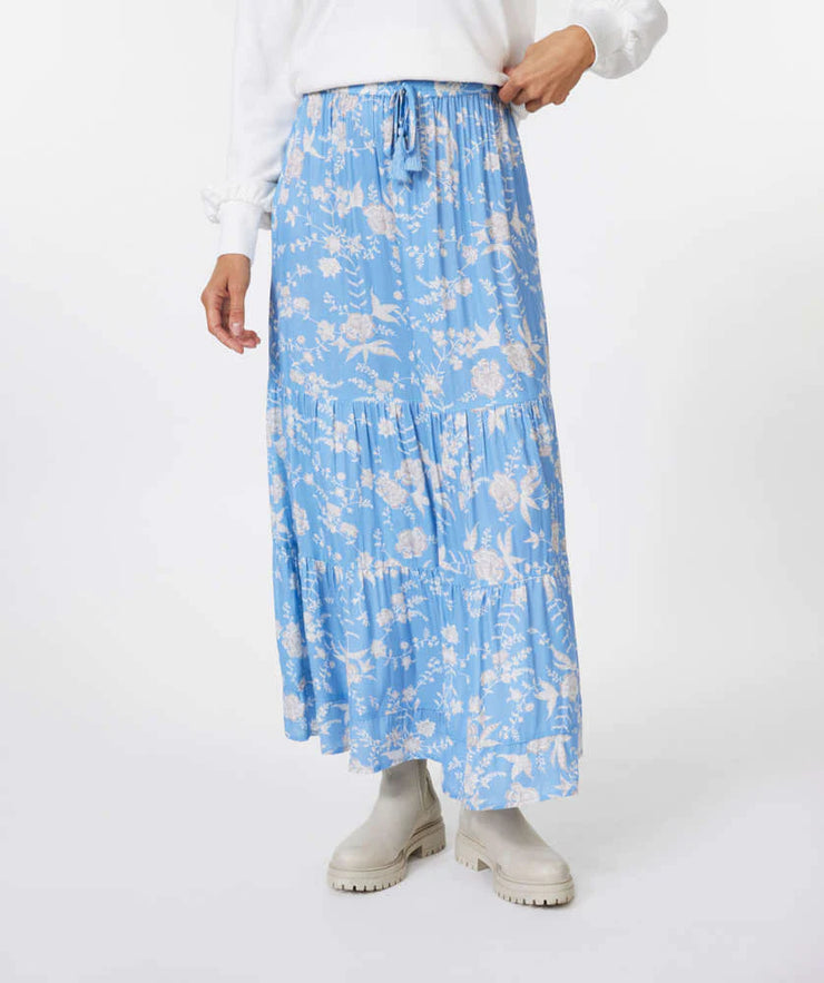 Blue floral maxi skirt