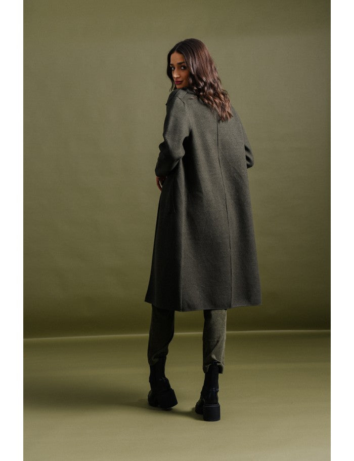 Knitted trench coat